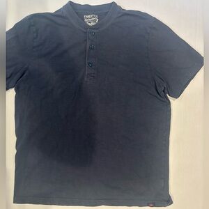Faherty Henley Shirt Mens Medium Washed Navy Short Sleeve Size L